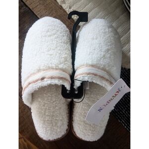 White Teddy Sherpa Platform Slippers